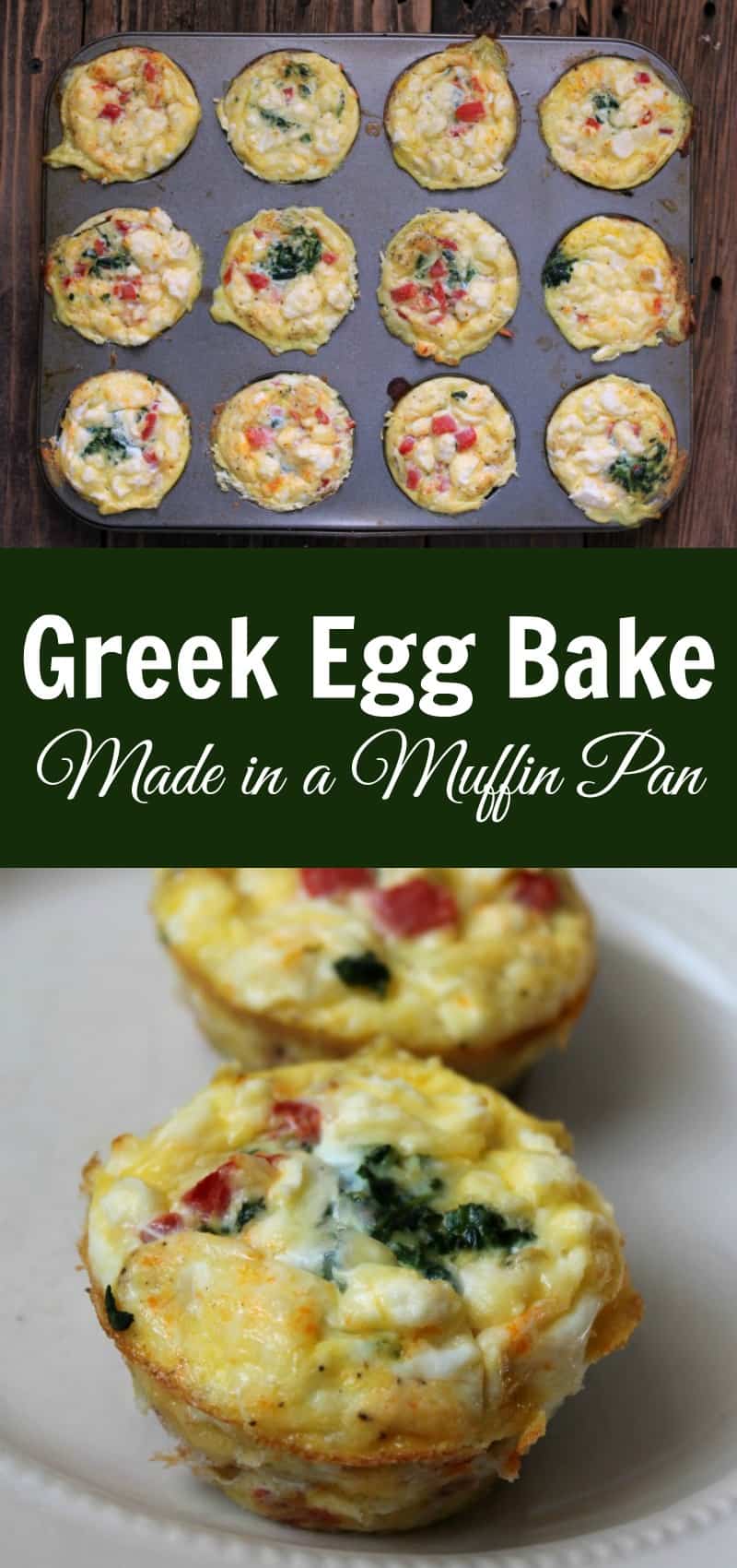 Make-ahead greek egg bake made in a muffin pan