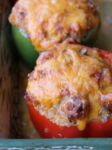 Quinoa and Chicken Sausage Stuffed Peppers. Healthy Make-ahead Dinner recipes