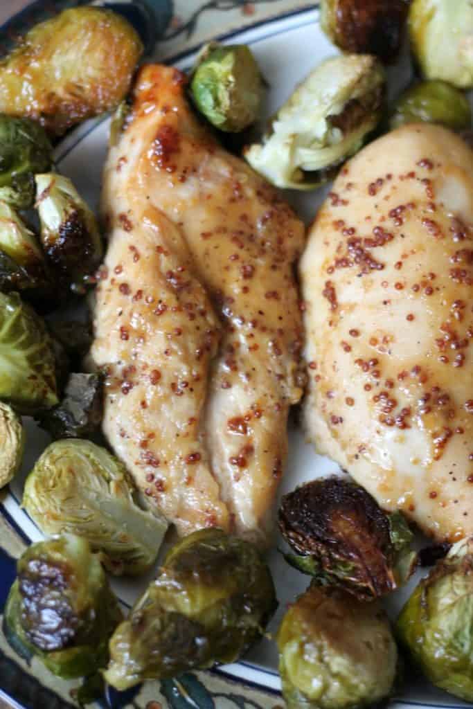 Healthy Baked Honey Mustard Chicken Breast with Brussel Sprouts