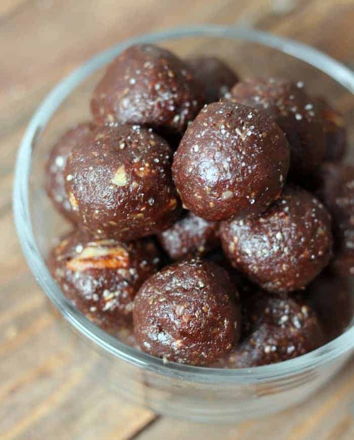 turtle energy balls in a glass container.