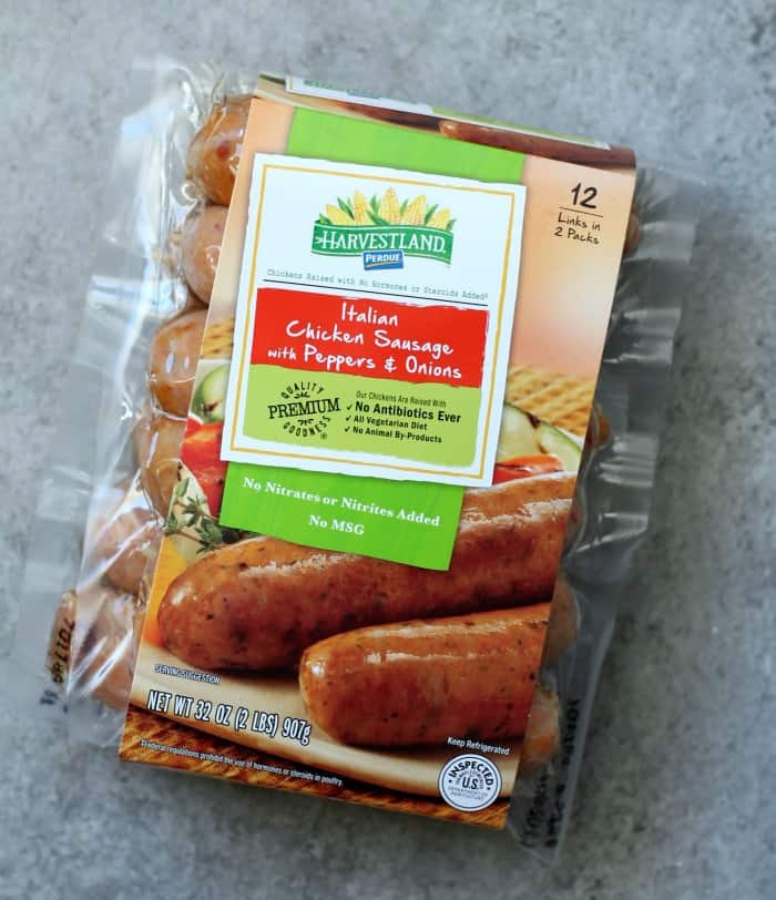 Package of Harvestland Perdue Italian Chicken Sausage with Peppers and Onions