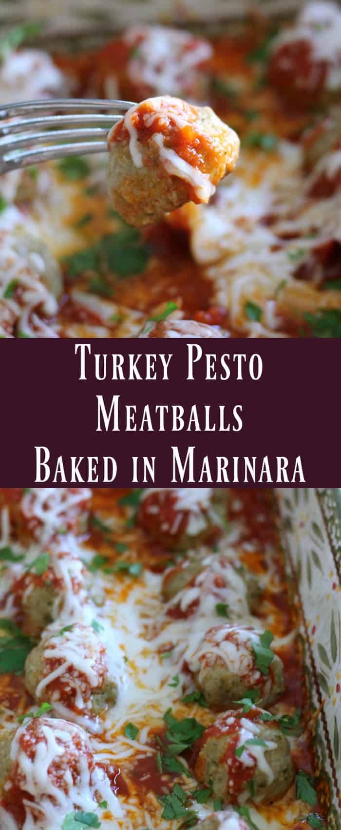 Turkey Pesto Meatballs Baked In Marinara