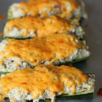 Low Carb Tuna Zucchini Boat Melt