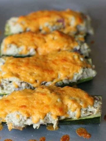 Low Carb Tuna Zucchini Boat Melt