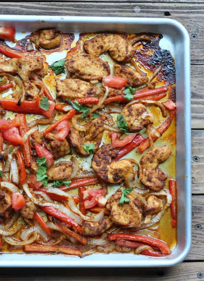 Healthy Baked Chicken Fajita Sheet Pan Dinner