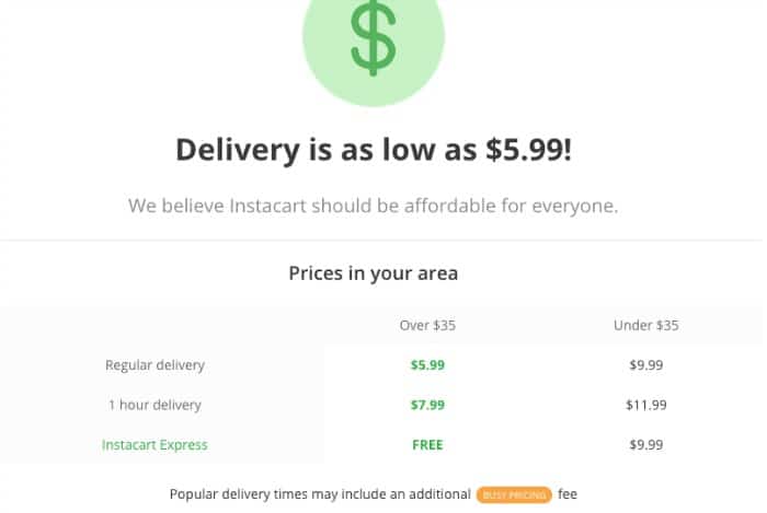 Instacart delivery fees