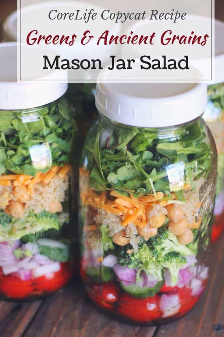 Mason Jar Salad: Greens and Ancient Grains (CoreLife Copycat Recipe) #masonjarsalad