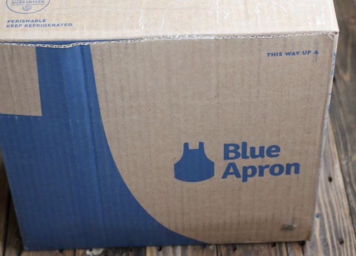 blue apron box on a table 