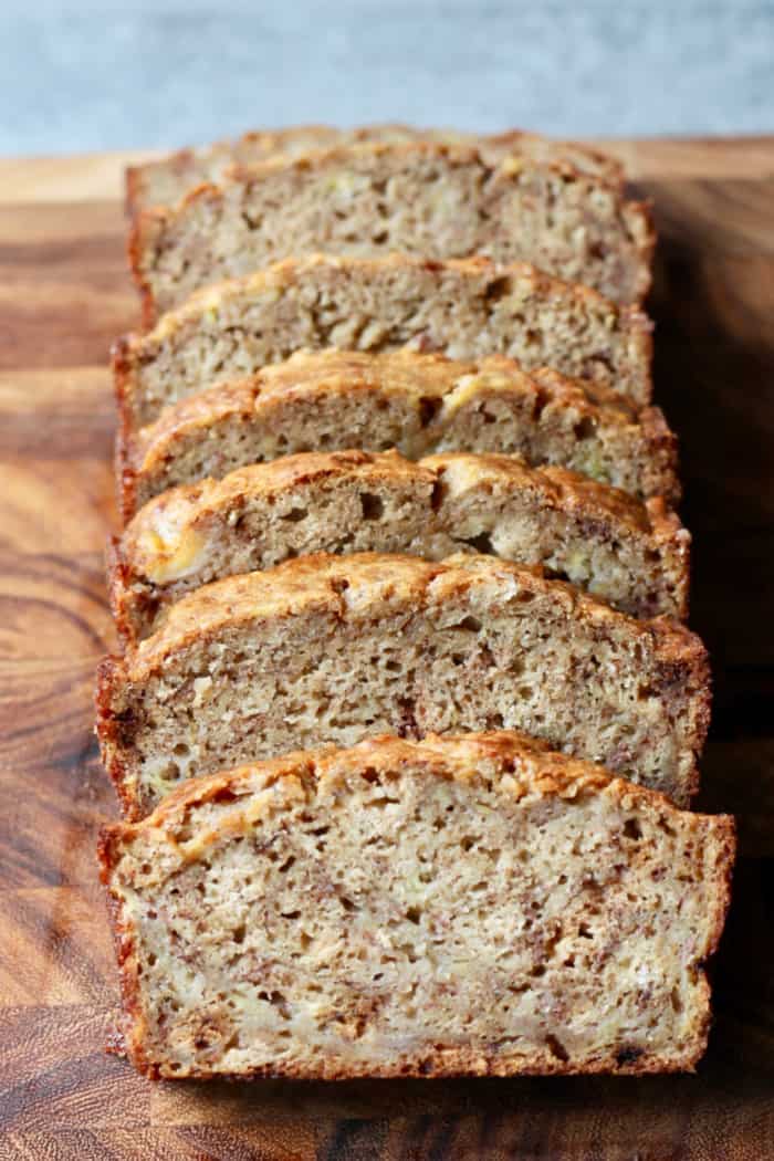 sliced banana bread straight from the freezer