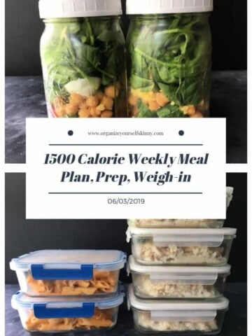 Weekly 1500 Calorie Meal Plan, Food Prep, and Weigh In {June 3rd, 2019}