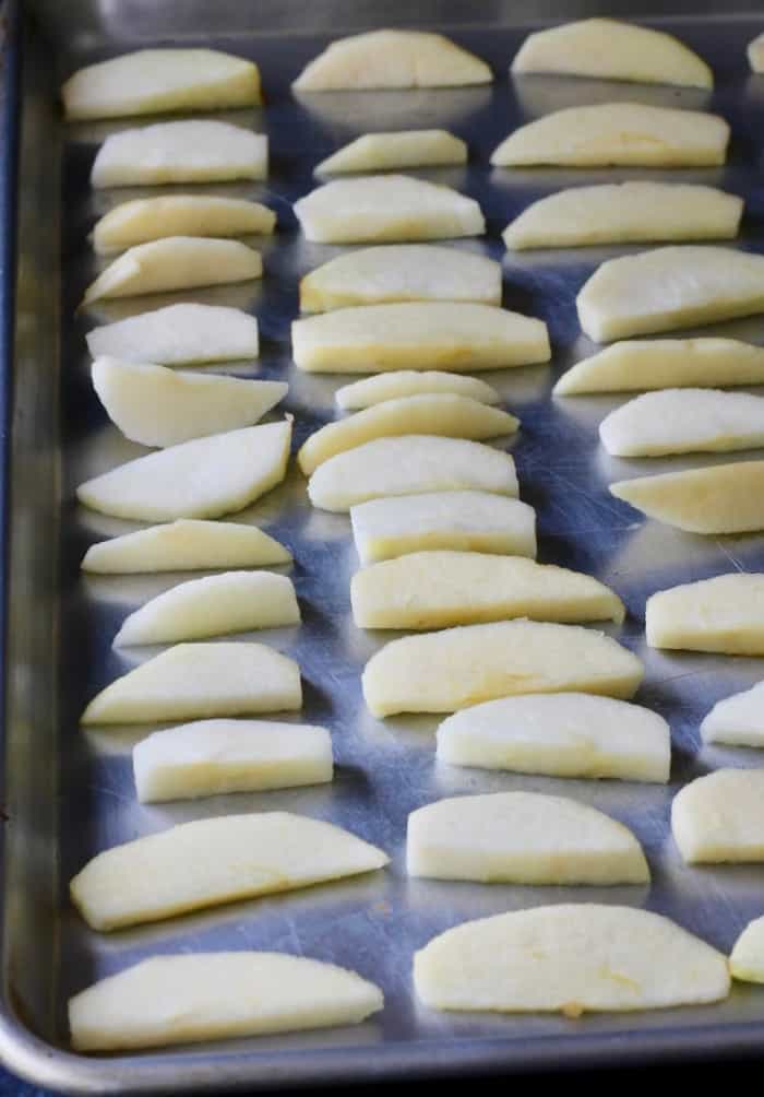 Tray Freezing Apple Slices