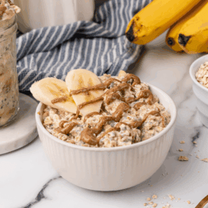 bowl of banana overnight oats