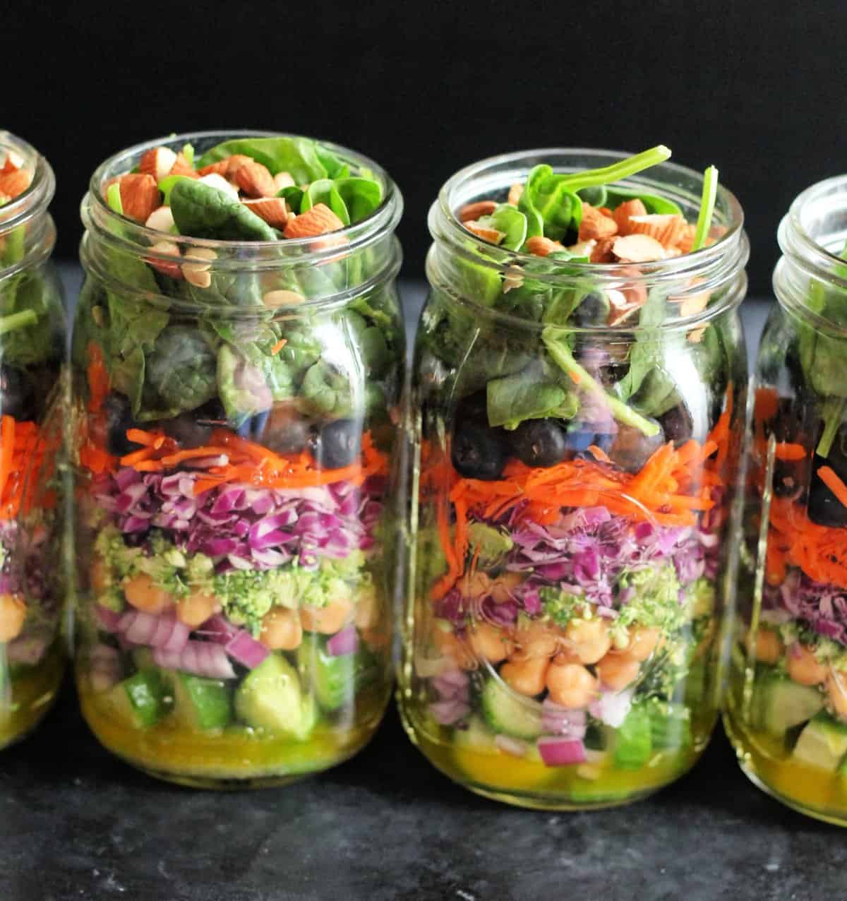 detox vegan salad in a jar