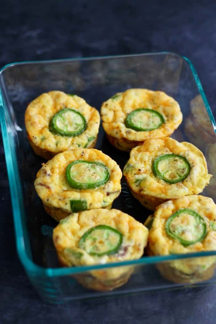 easy freezer breakfast - jalapeno egg bake in meal prep container