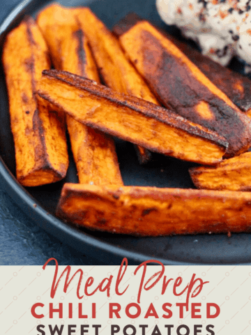 meal prep chili roasted sweet potatoes to prepare for the Whole30 diet