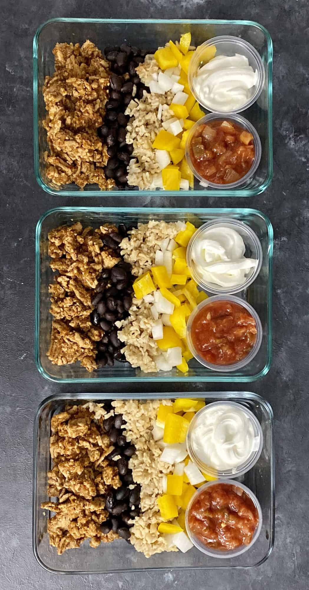 Healthy Lunch Meal Prep: Turkey Taco Bowls