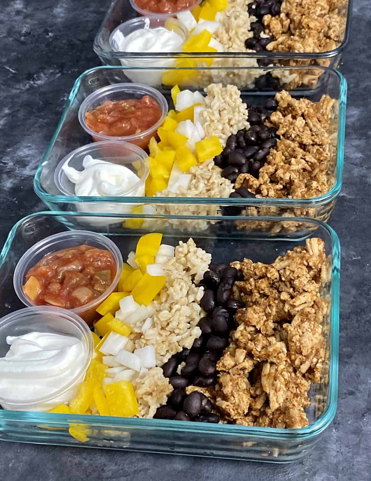 Healthy Lunch Meal Prep: Turkey Taco Bowls