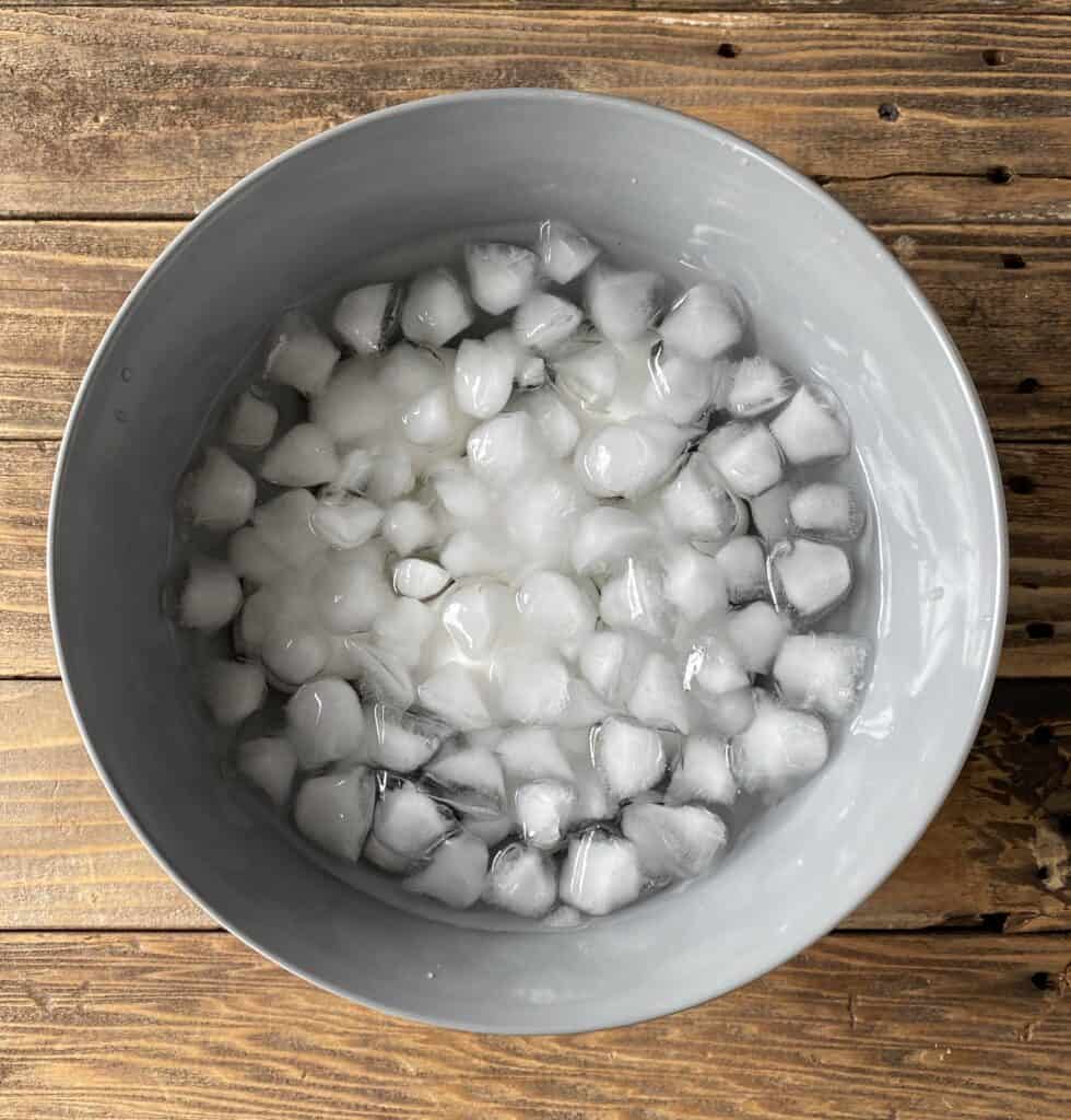 Hardboiled eggs in a bowl of ice
