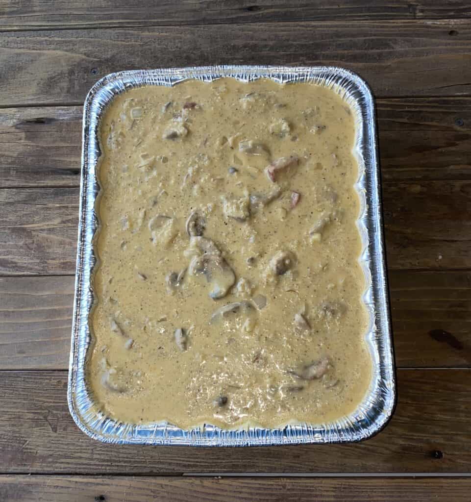 Uncooked quinoa casserole dish