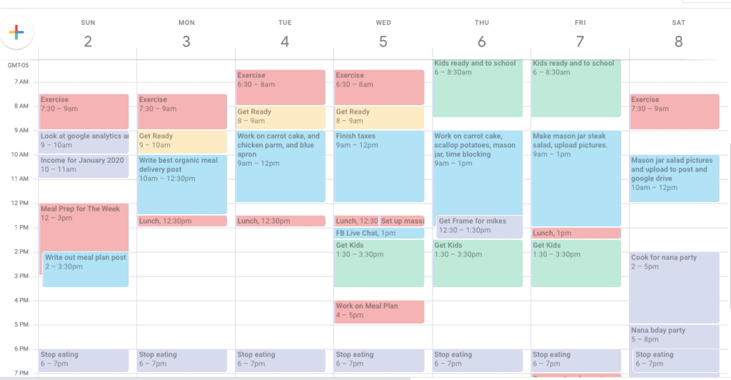 time-block calendar