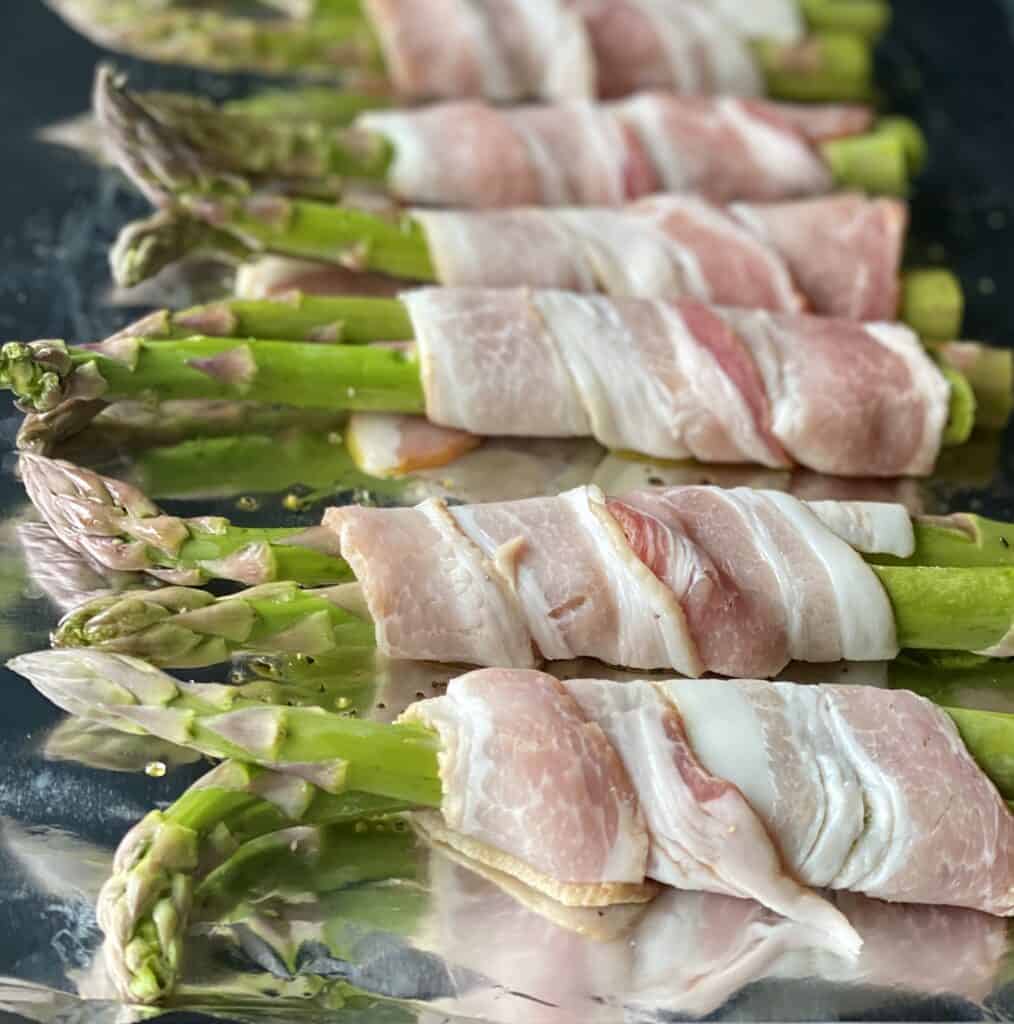 raw bacon-wrapped asparagus