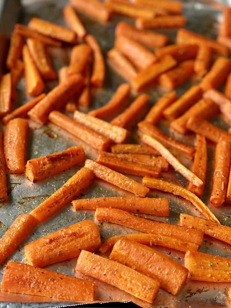 simple roasted carrots on a sheet pan