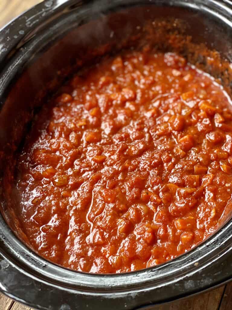 Homemade Marinara Sauce in a slow cooker