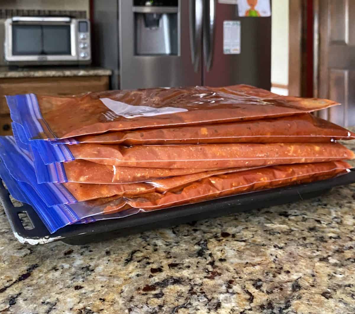 pasta sauce in freezer bags