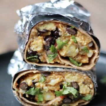 black bean, egg, and quinoa breakfast burrito