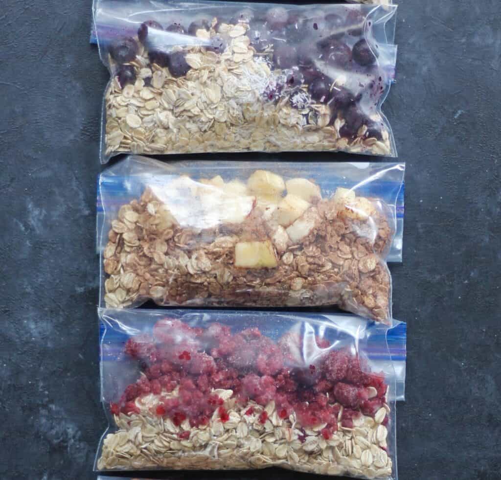 paquetes de congelador de avena durante la noche
