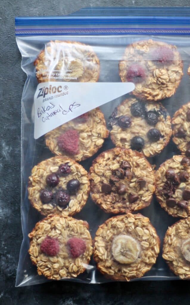 baked oatmeal cups in a bag.