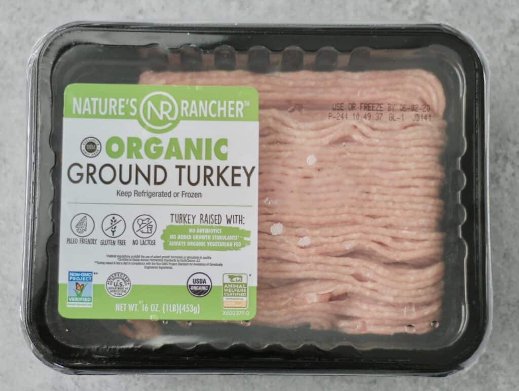 package of organic ground turkey