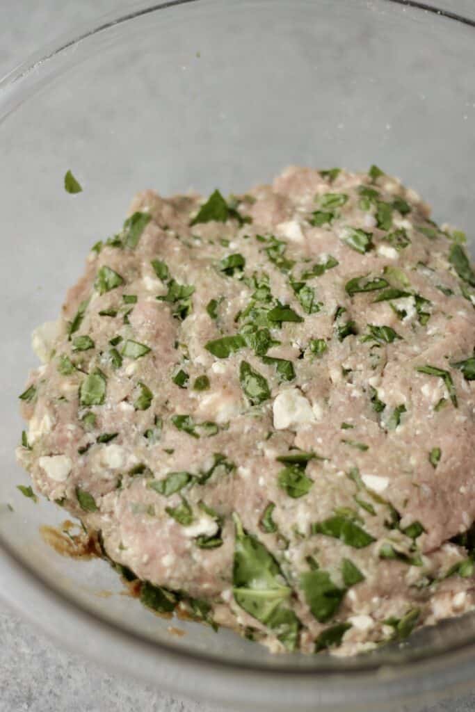 Green turkey burger mix before cooking