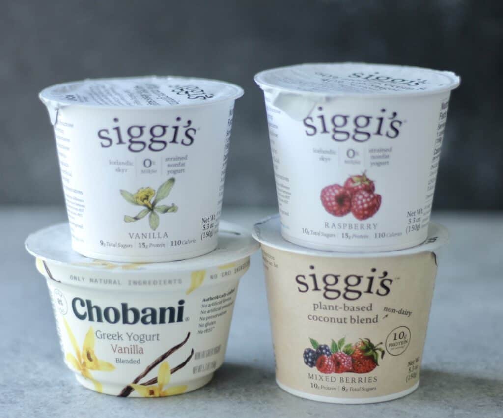 Stack of Siggi's yogurt