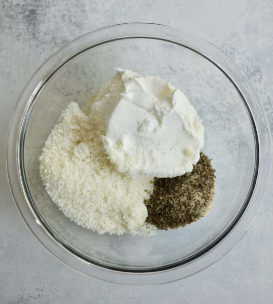 greek yogurt chicken ingredients in a glass bowl