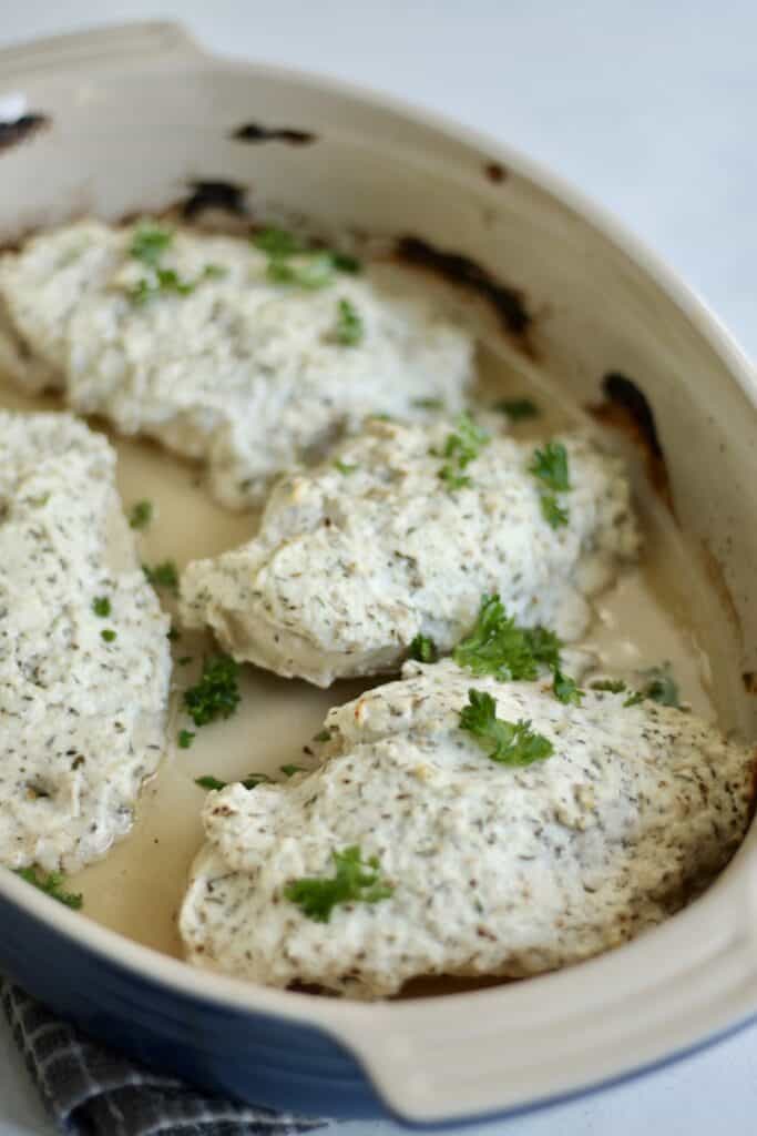 chicken baked in oven with greek yogurt