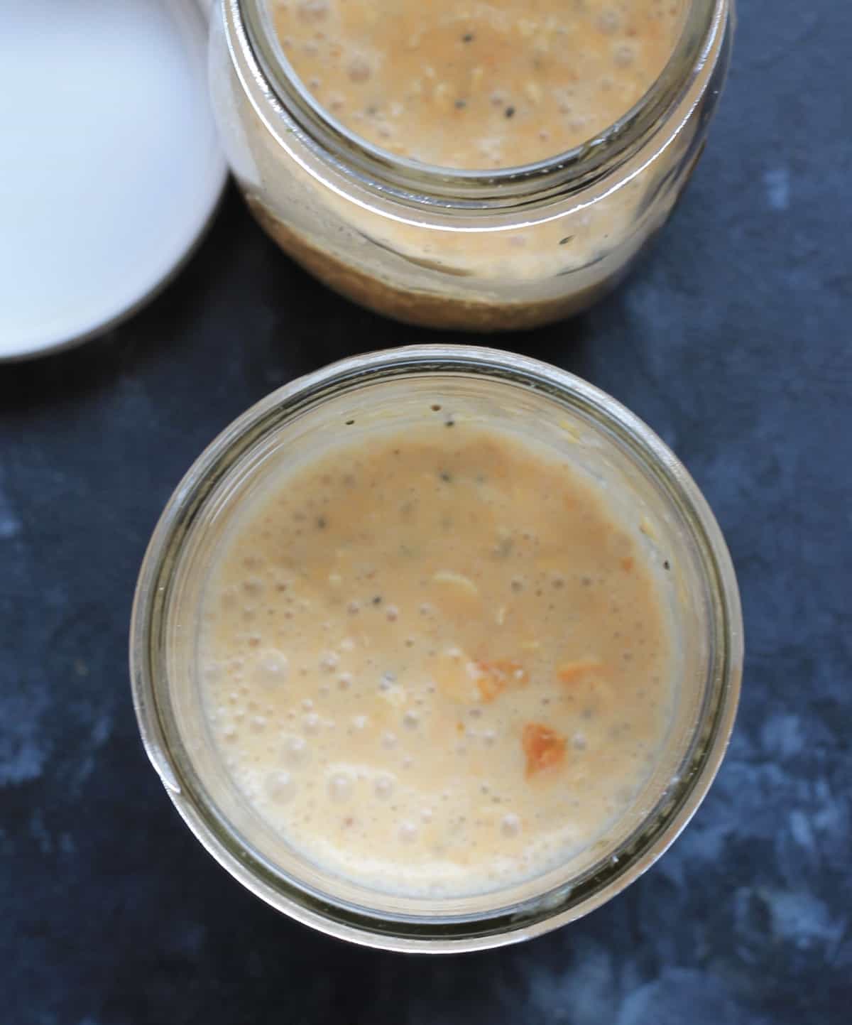 mixed overnight oats in a jar