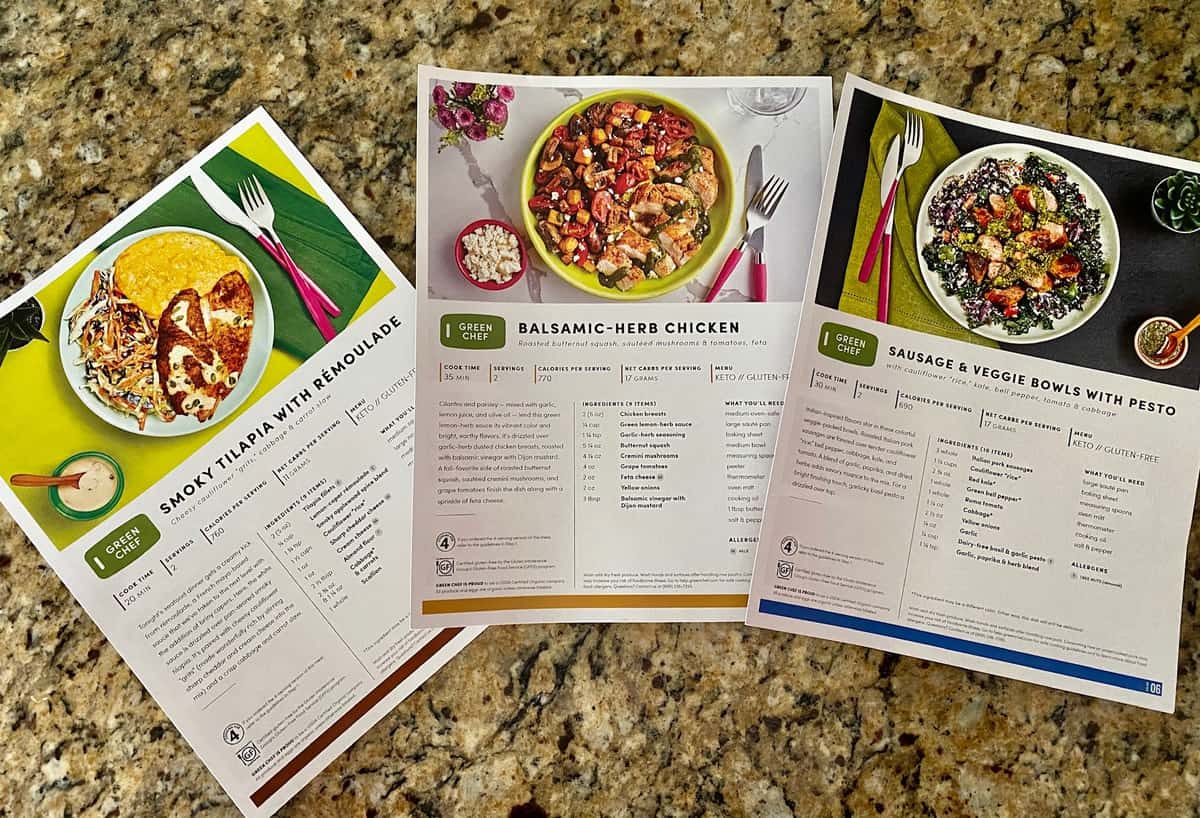 green chef recipe cards