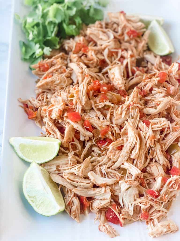 shredded chicken on a platter