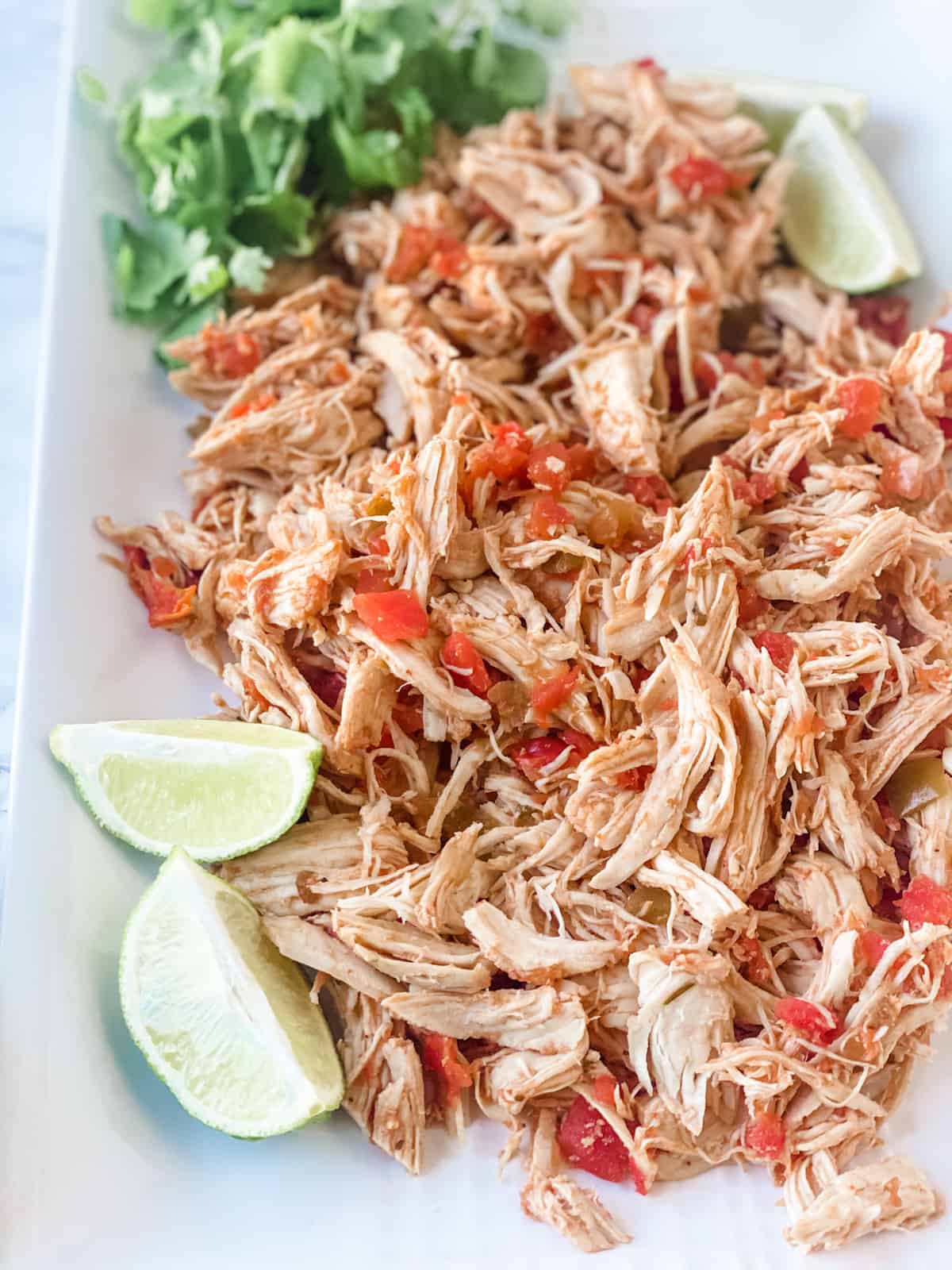 shredded chicken on platter