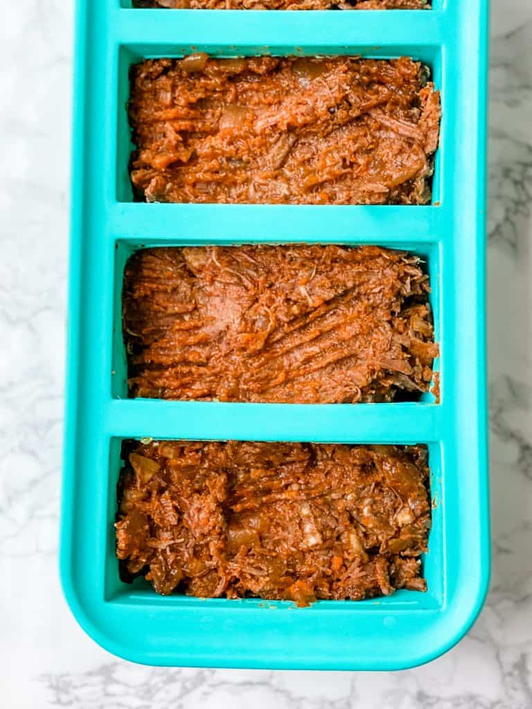 how to freeze shredded beef in a silicone tray