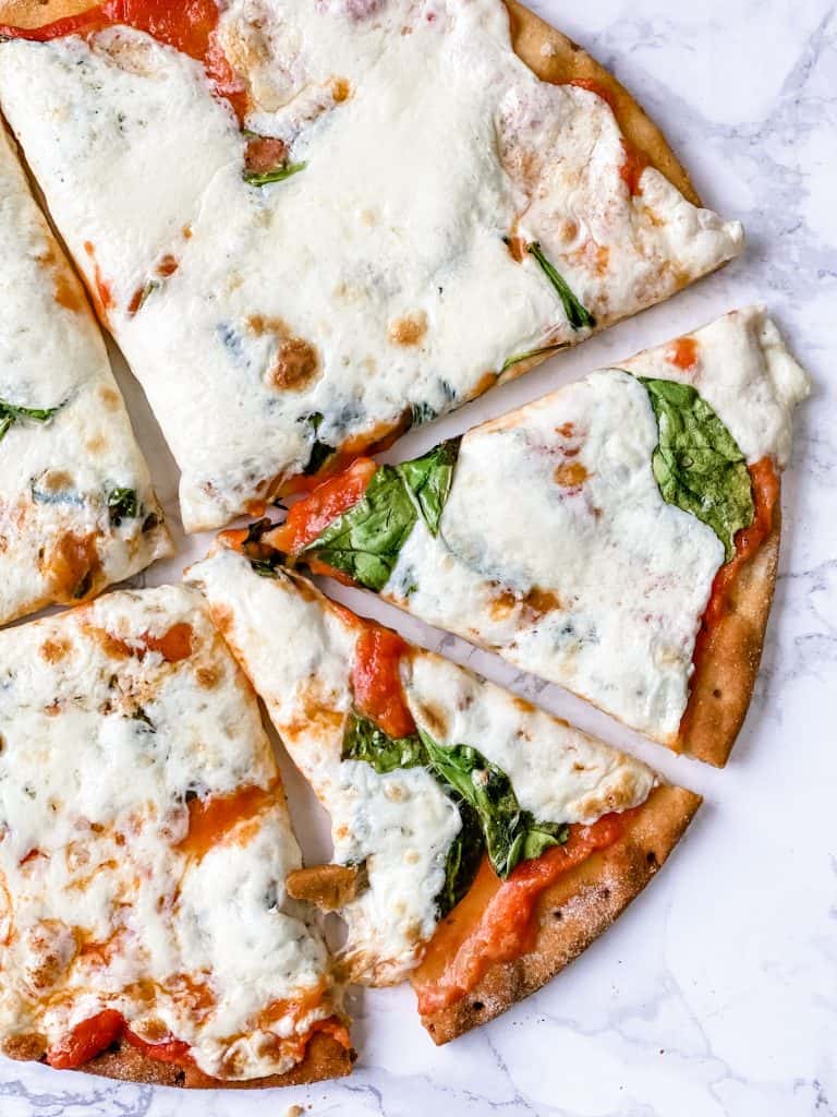 low carb pizza cut into slices