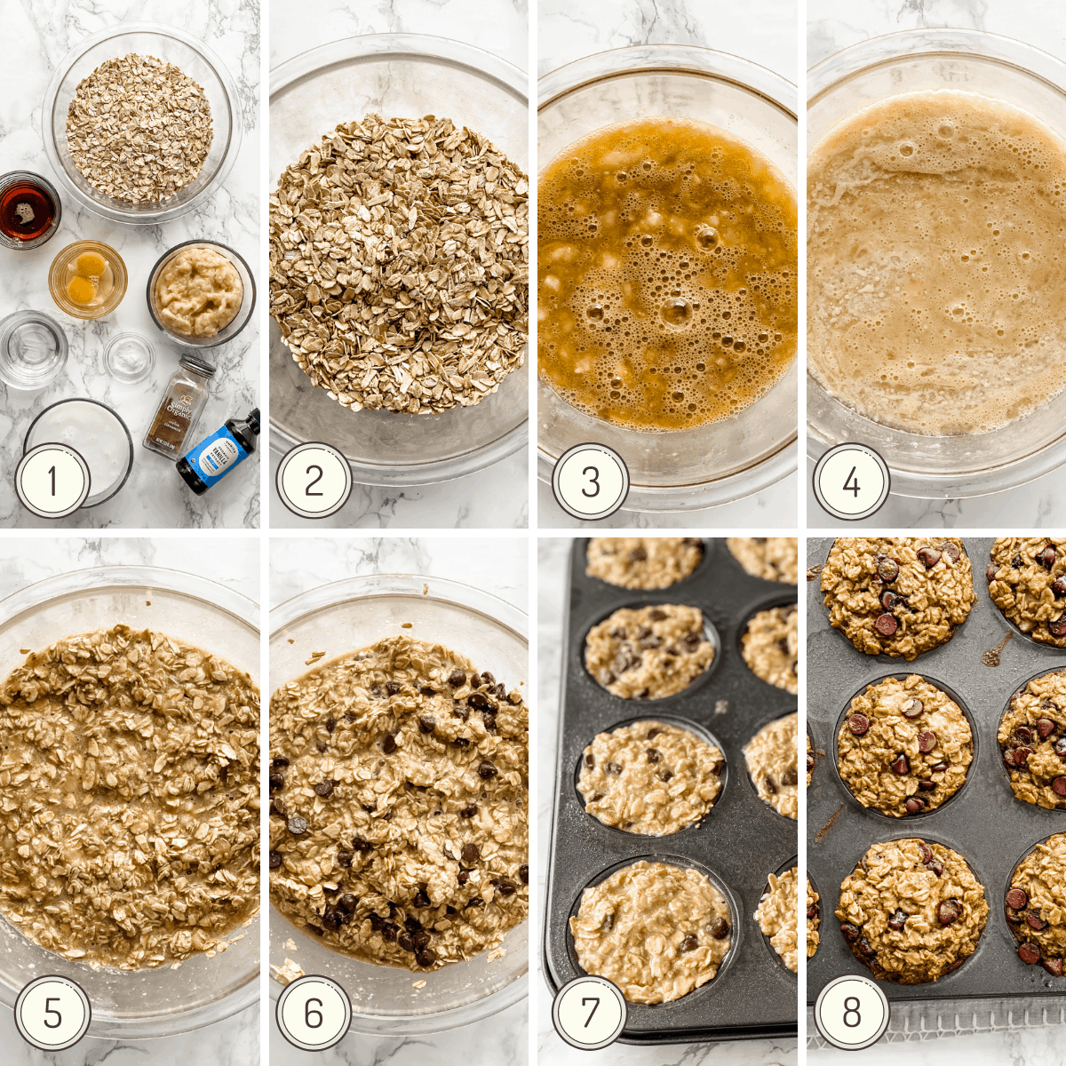 step by step picture collage how to make banana baked oatmeal