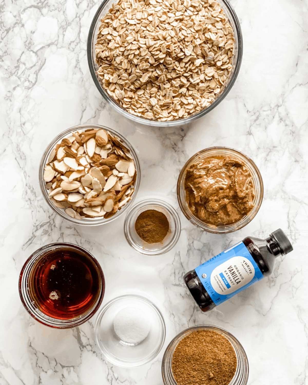 ingredients to make almond butter granola.