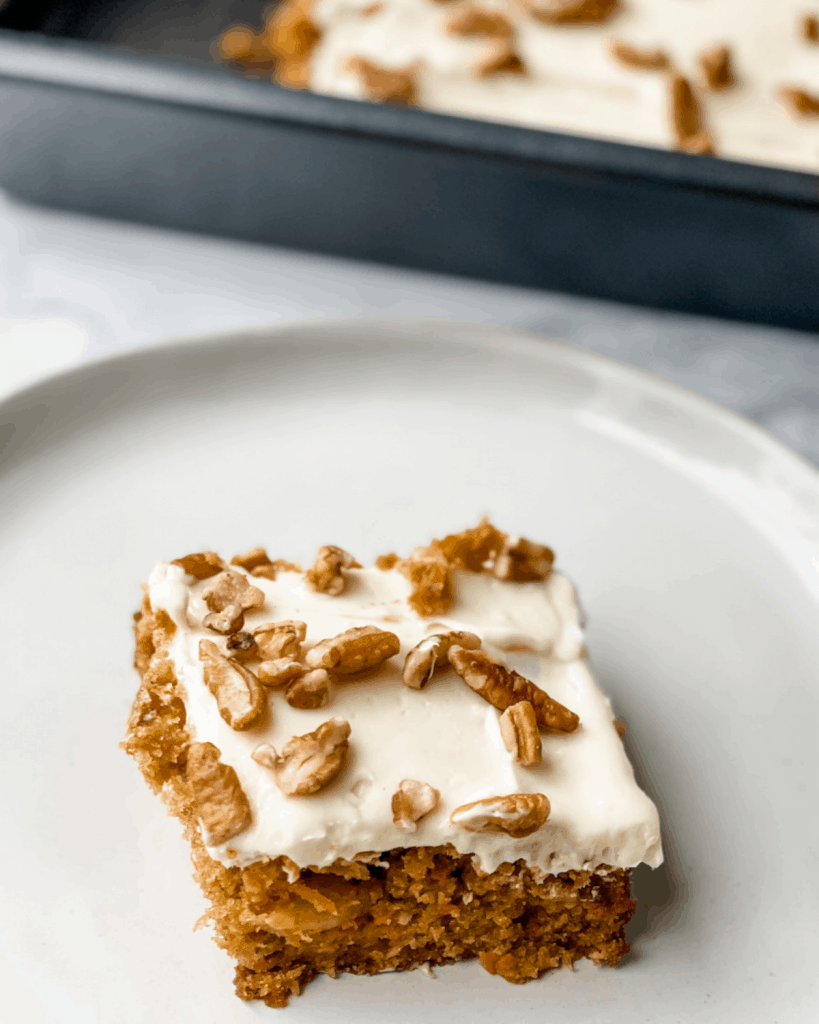 a piece of healthy carrot cake