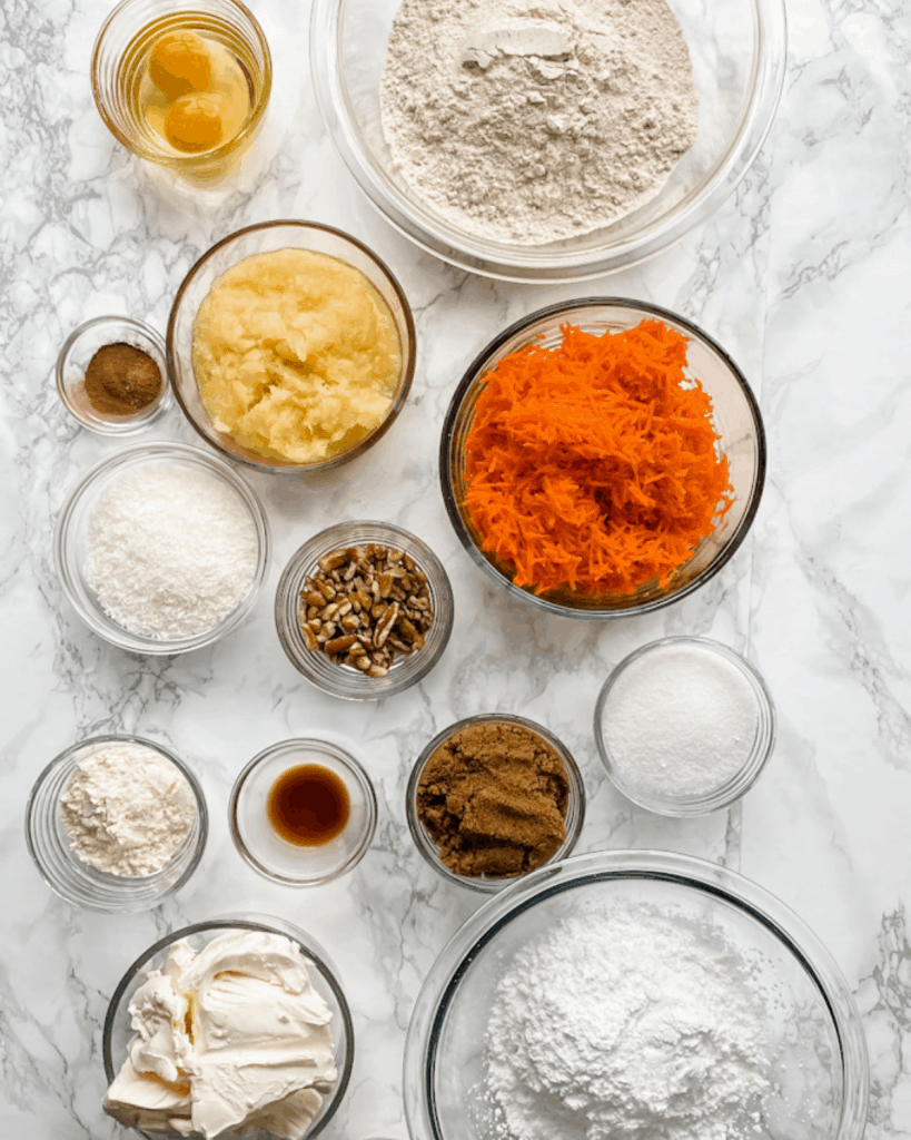 ingredients for a healthy carrot cake