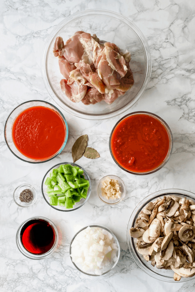 ingredients to make grandma's chicken cacciatore