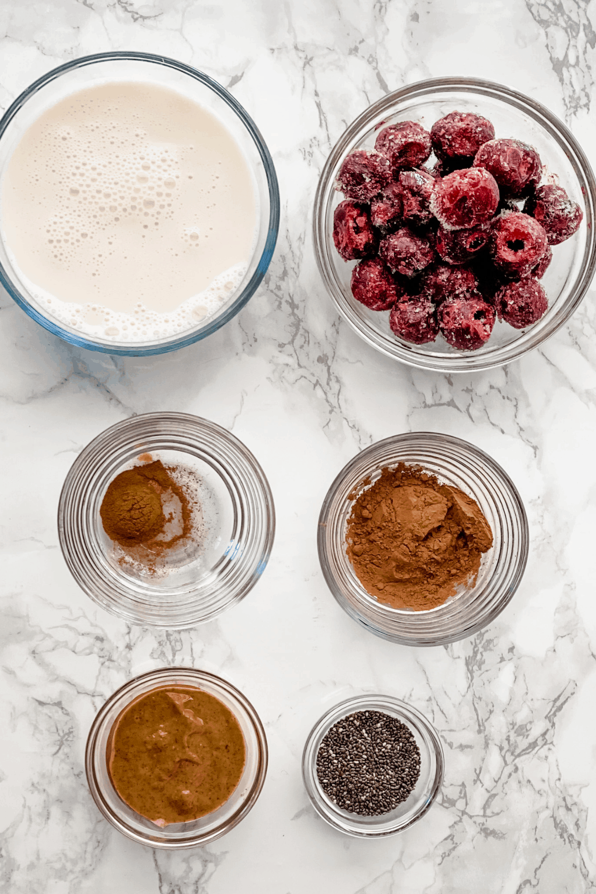 ingredients to make chocoalte cherry smoothie