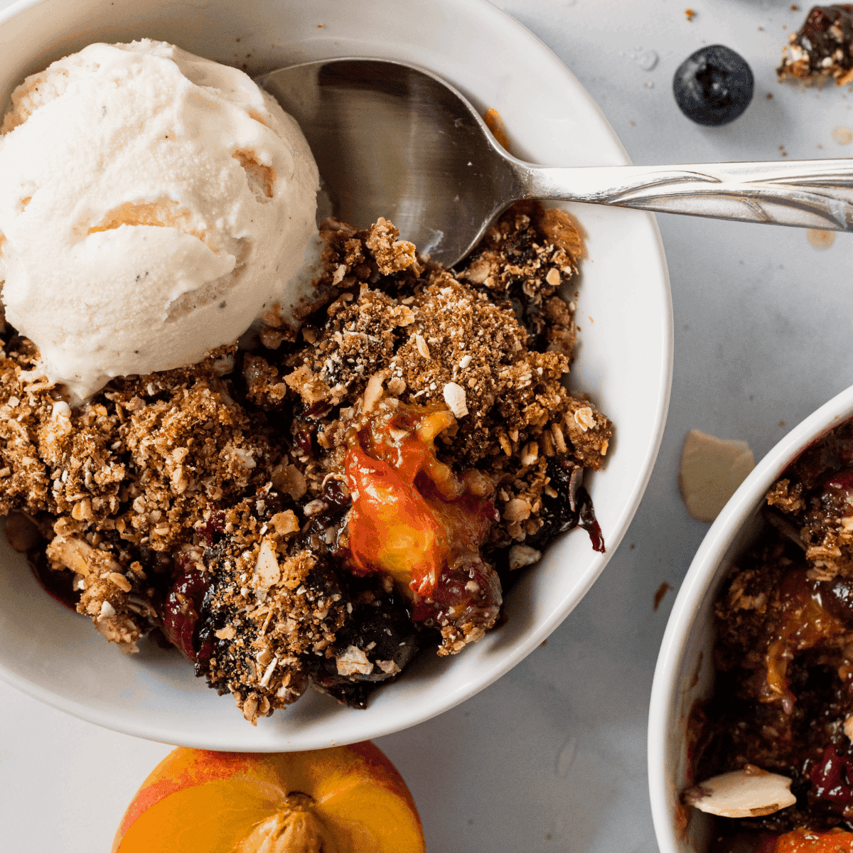 Healthy Blueberry Peach Crisp