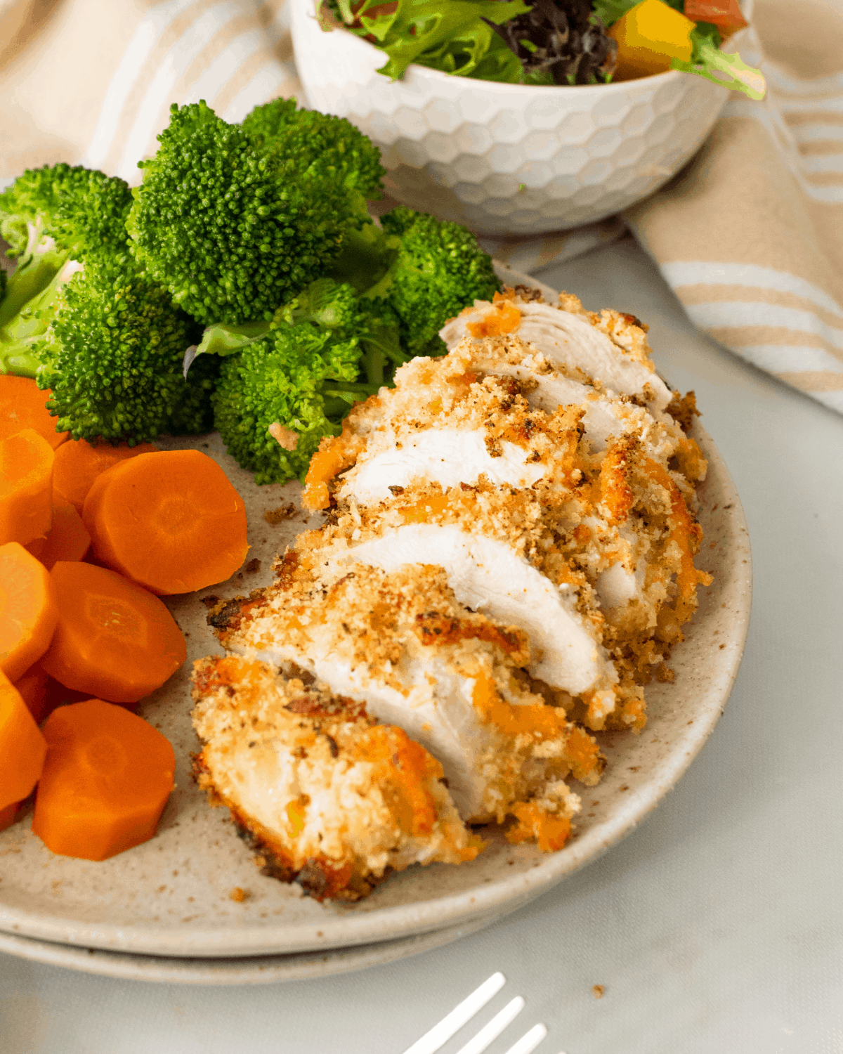 slice piece of ranch chicken on a plate